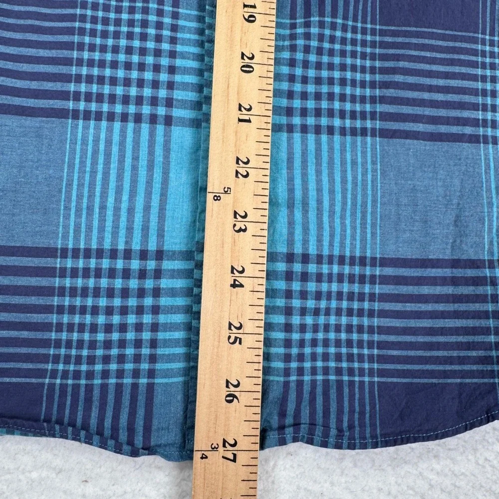 J Crew Shirt Mens M Short Blue Plaid Slim Fit Long Sleeve Button‎ Down Classic
